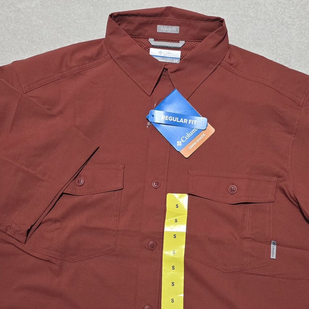 NWT - Columbia 40 UPF Men’s Small Dusty Crimson Omni-Shade Short Sleeves Shirt